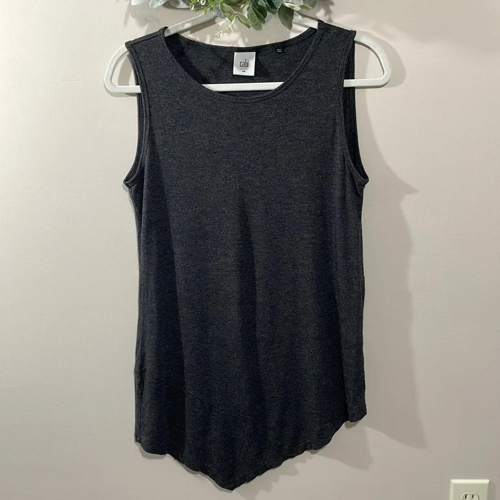 Cabi #5070 Asymmetrical Sleeveless Tank Charcoal S